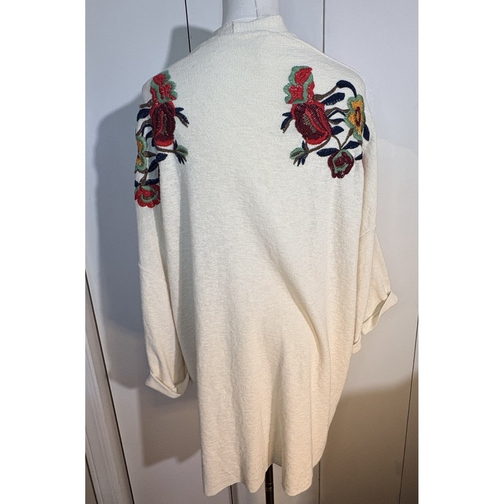ZARA EMBROIDERED KIMONO Floral Ivory Cardigan M BOHO Chic Grandmacore Cottagecor - Picture 5 of 11